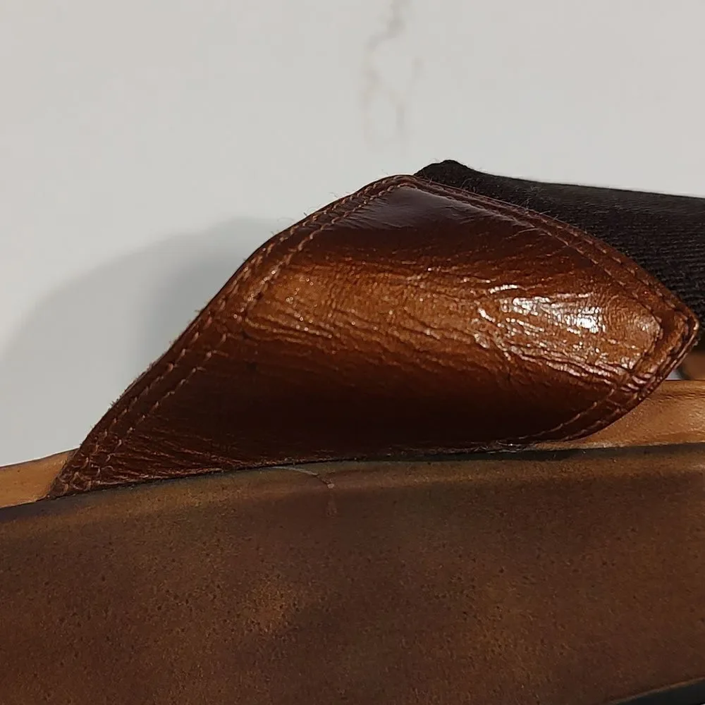 Dansko Brown Ava Wedge Slip On Cross Strap Comfort Sandals Size 38